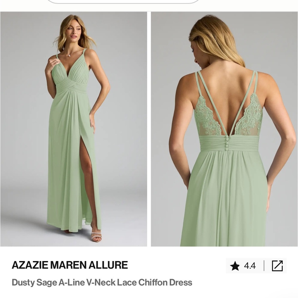 Azazie Backless Dusty Sage Chiffon Dress